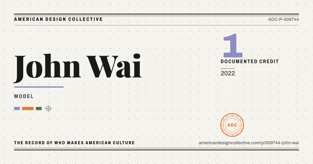Registry card for John Wai: the ADC seal, John Wai, and how much is on record.