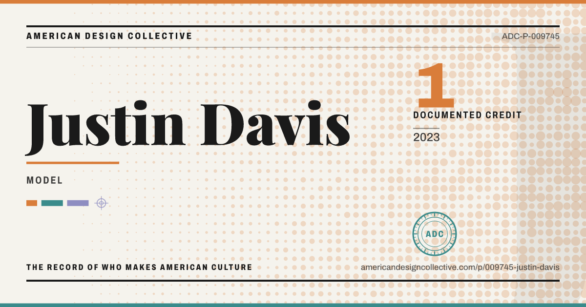 Registry card for Justin Davis: the ADC seal, Justin Davis, and how much is on record.