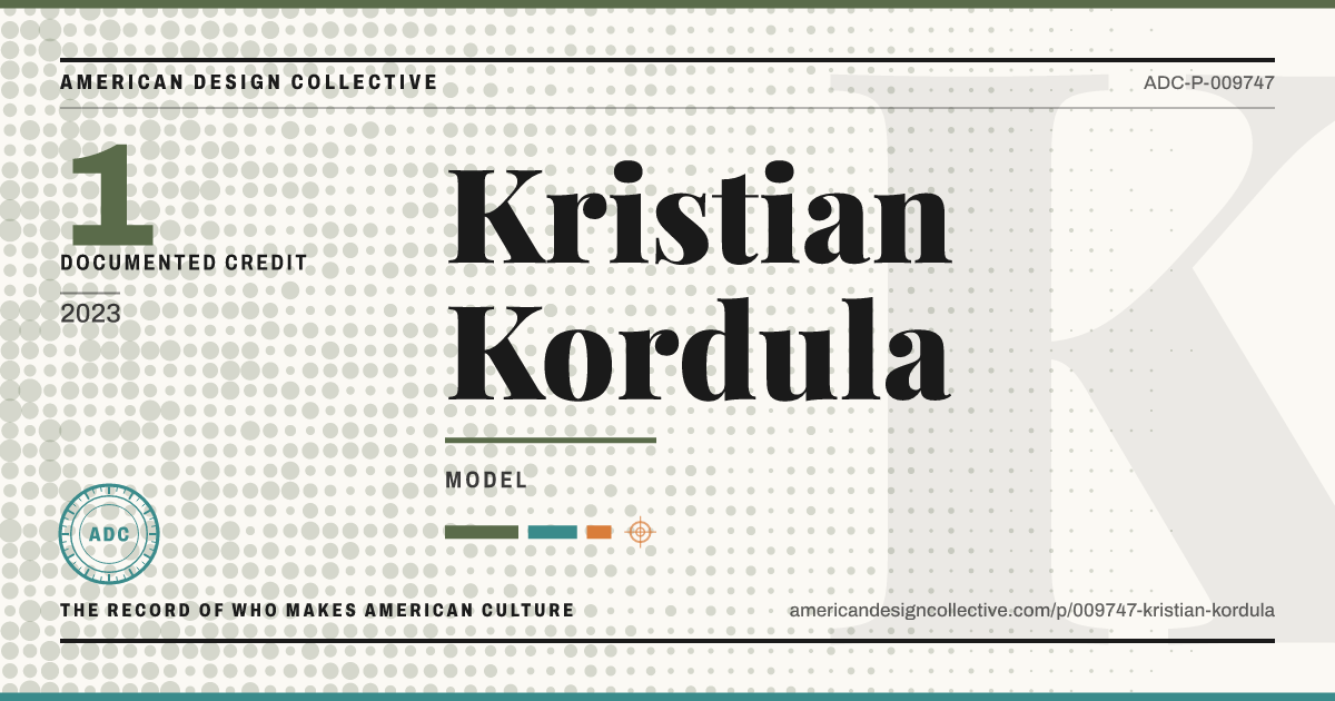 Registry card for Kristian Kordula: the ADC seal, Kristian Kordula, and how much is on record.