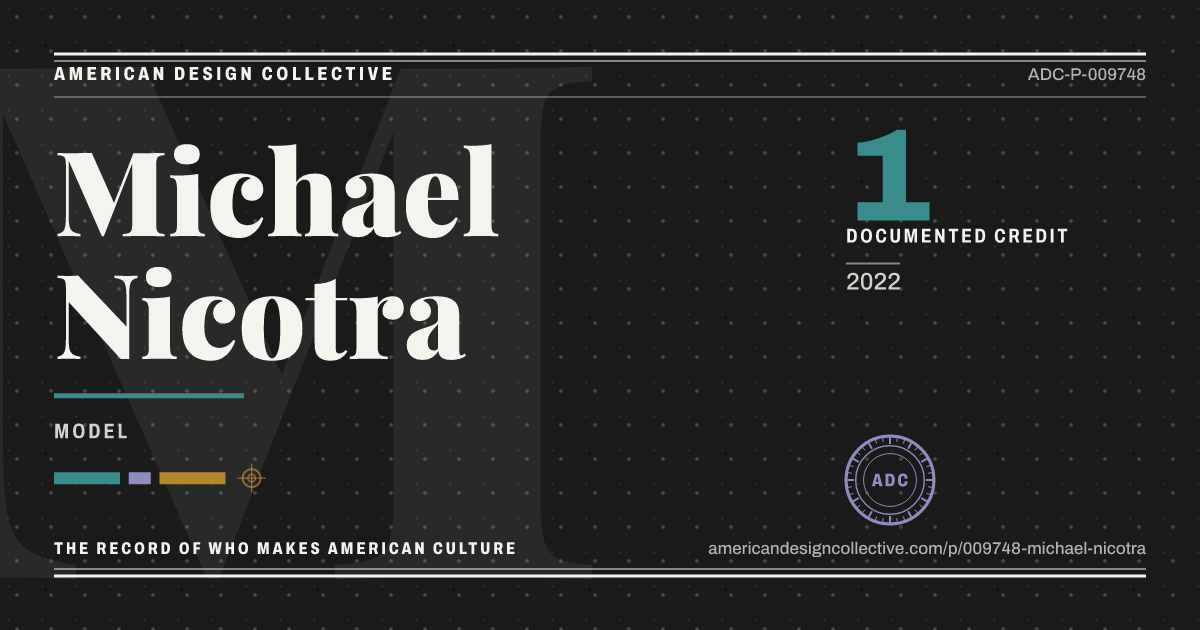 Registry card for Michael Nicotra: the ADC seal, Michael Nicotra, and how much is on record.