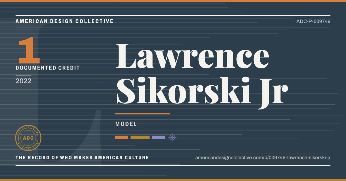Registry card for Lawrence Sikorski Jr: the ADC seal, Lawrence Sikorski Jr, and how much is on record.