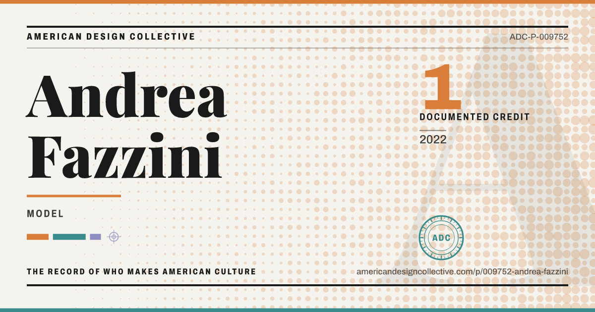 Registry card for Andrea Fazzini: the ADC seal, Andrea Fazzini, and how much is on record.
