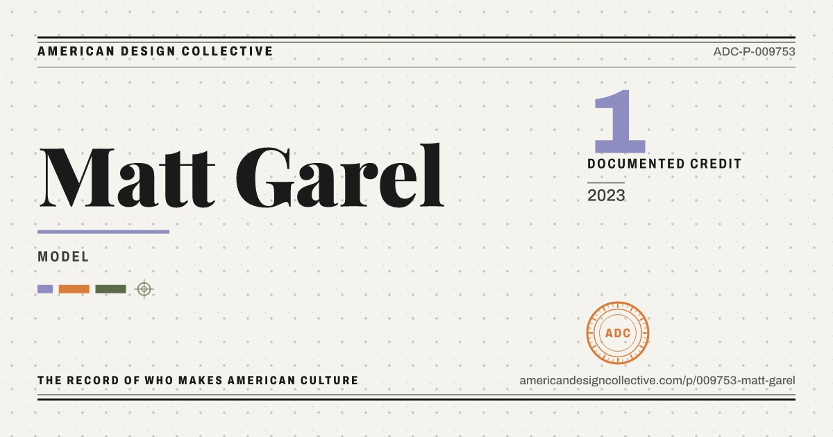 Registry card for Matt Garel: the ADC seal, Matt Garel, and how much is on record.