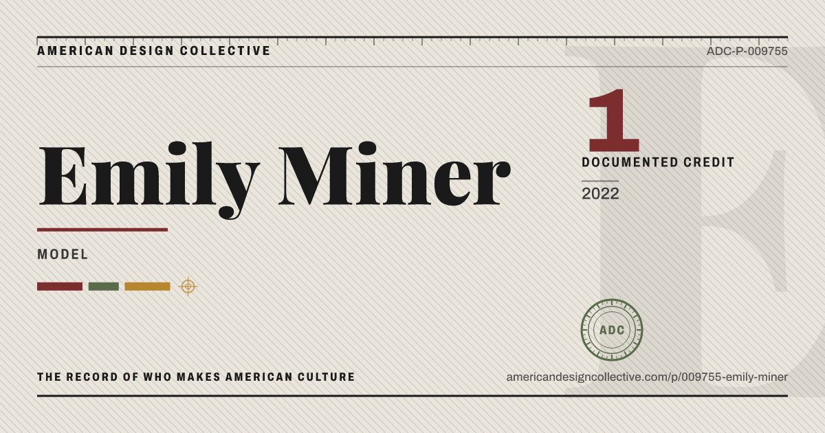 Registry card for Emily Miner: the ADC seal, Emily Miner, and how much is on record.
