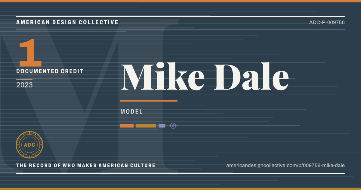 Registry card for Mike Dale: the ADC seal, Mike Dale, and how much is on record.
