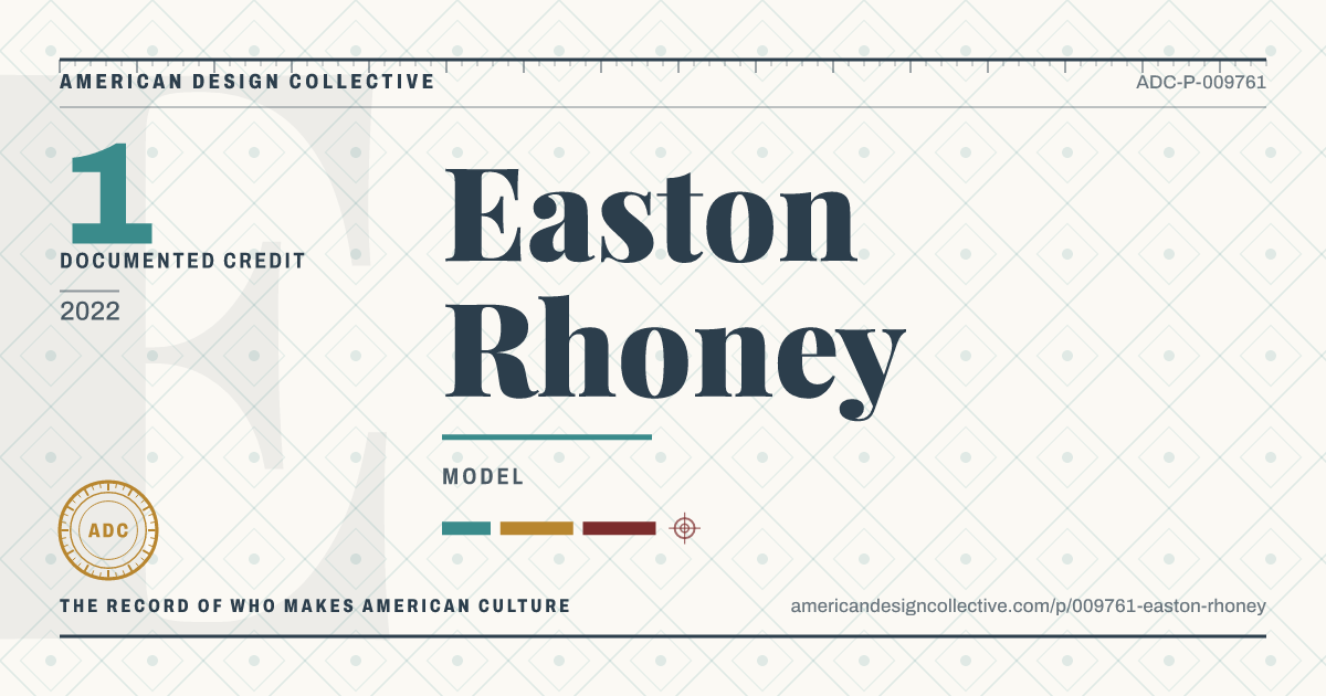 Registry card for Easton Rhoney: the ADC seal, Easton Rhoney, and how much is on record.