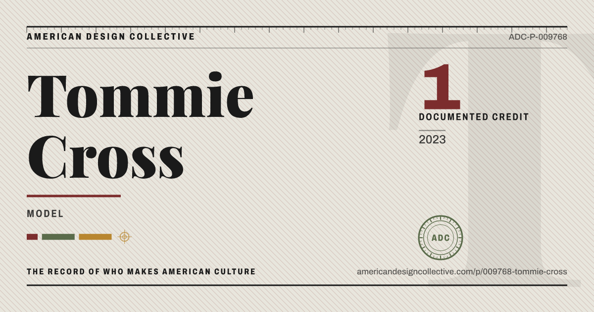 Registry card for Tommie Cross: the ADC seal, Tommie Cross, and how much is on record.