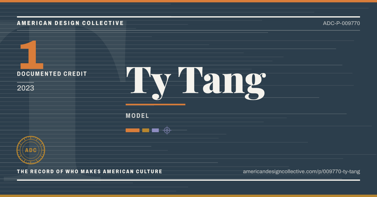 Registry card for Ty Tang: the ADC seal, Ty Tang, and how much is on record.