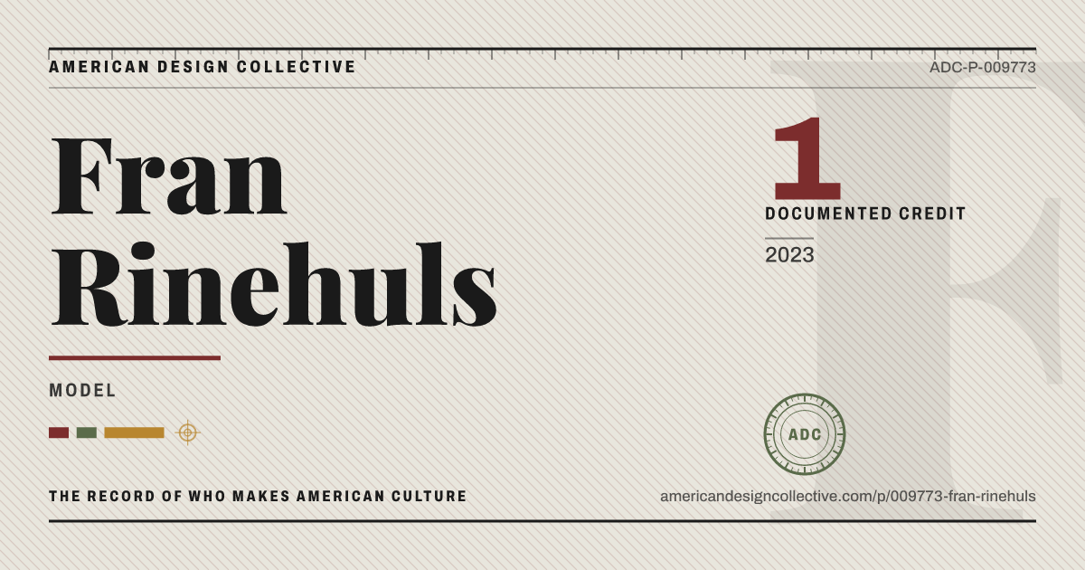 Registry card for Fran Rinehuls: the ADC seal, Fran Rinehuls, and how much is on record.
