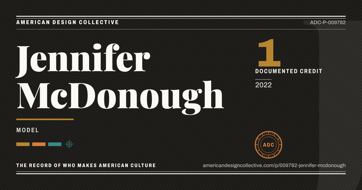 Registry card for Jennifer McDonough: the ADC seal, Jennifer McDonough, and how much is on record.