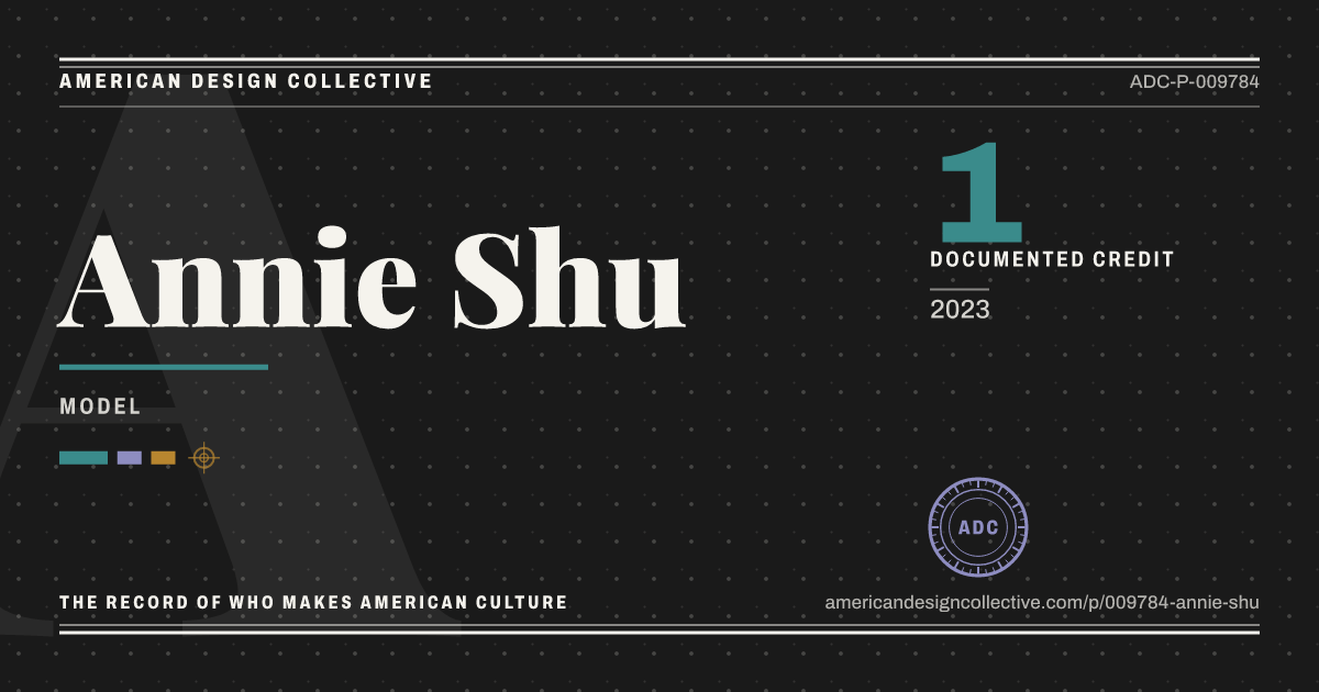 Registry card for Annie Shu: the ADC seal, Annie Shu, and how much is on record.