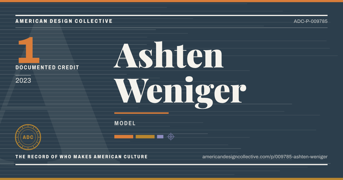 Registry card for Ashten Weniger: the ADC seal, Ashten Weniger, and how much is on record.