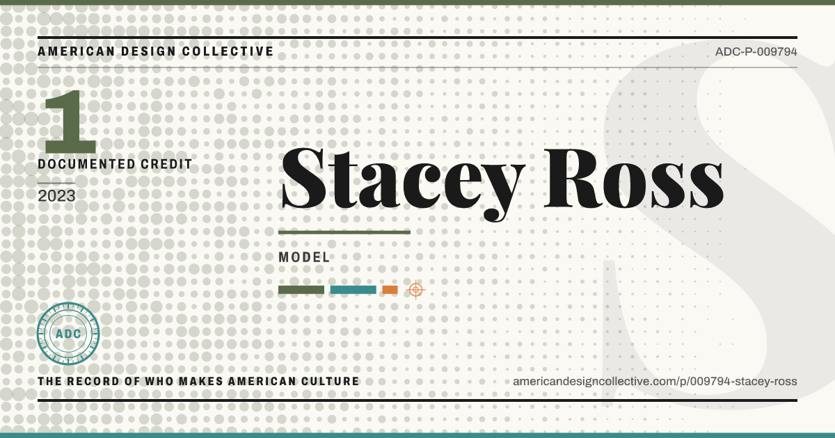 Registry card for Stacey Ross: the ADC seal, Stacey Ross, and how much is on record.