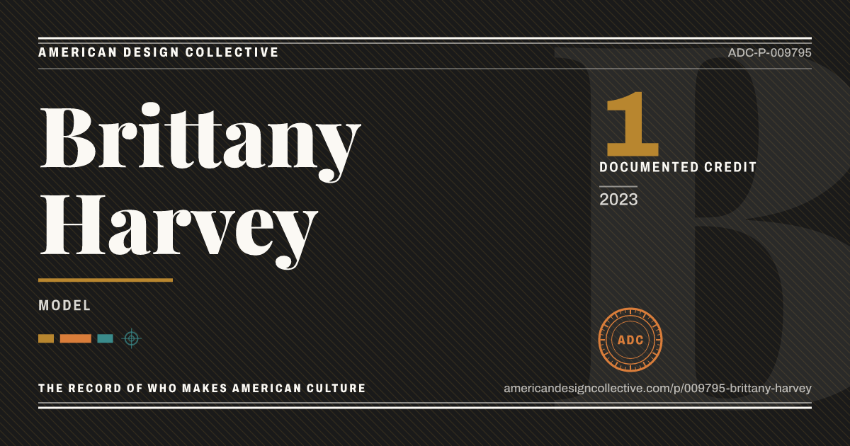 Registry card for Brittany Harvey: the ADC seal, Brittany Harvey, and how much is on record.