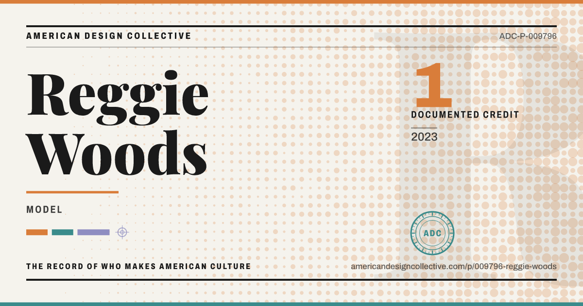 Registry card for Reggie Woods: the ADC seal, Reggie Woods, and how much is on record.