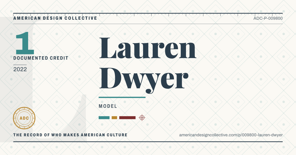 Registry card for Lauren Dwyer: the ADC seal, Lauren Dwyer, and how much is on record.