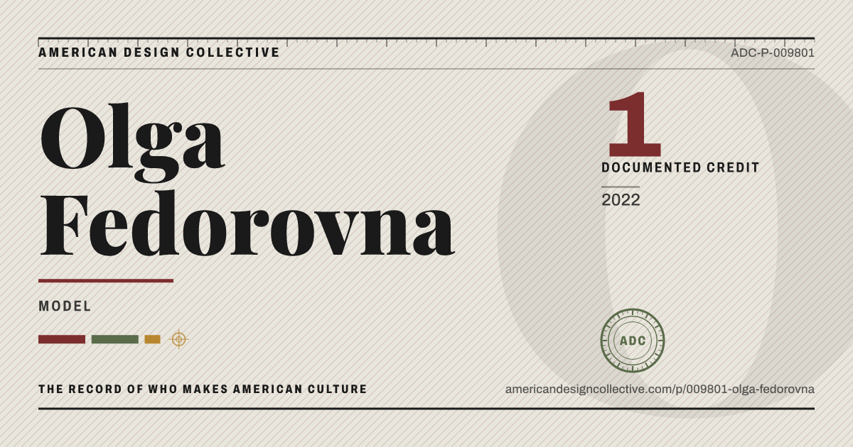 Registry card for Olga Fedorovna: the ADC seal, Olga Fedorovna, and how much is on record.