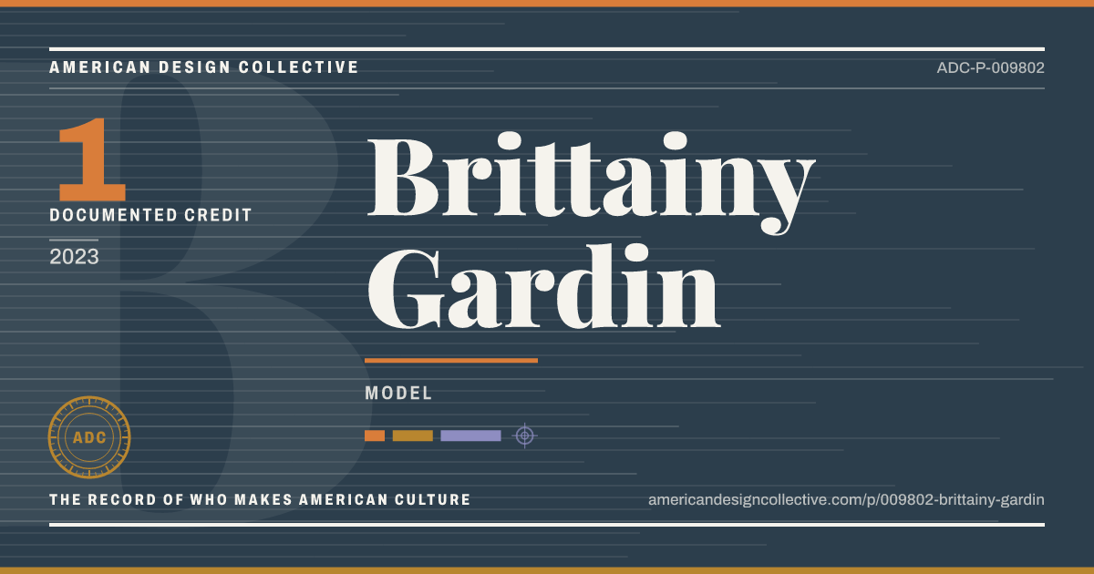 Registry card for Brittainy Gardin: the ADC seal, Brittainy Gardin, and how much is on record.