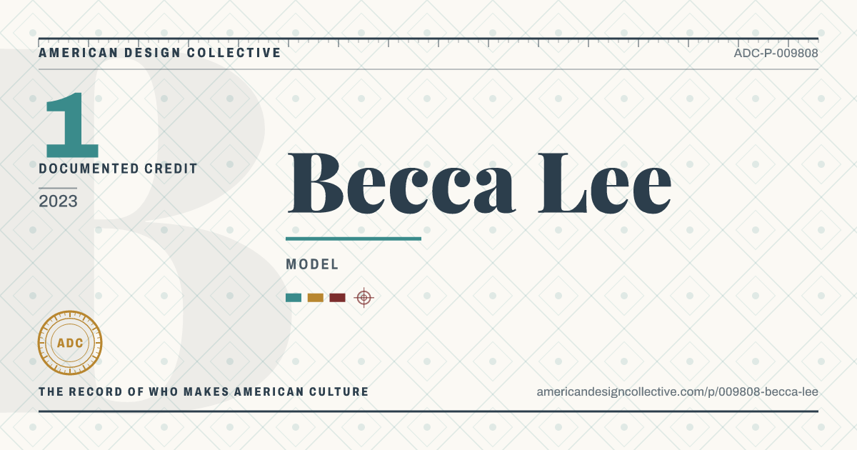 Registry card for Becca Lee: the ADC seal, Becca Lee, and how much is on record.