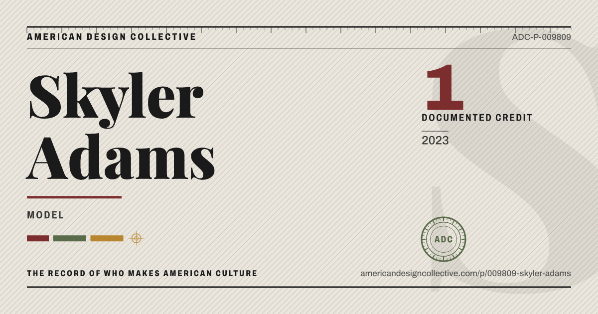 Registry card for Skyler Adams: the ADC seal, Skyler Adams, and how much is on record.