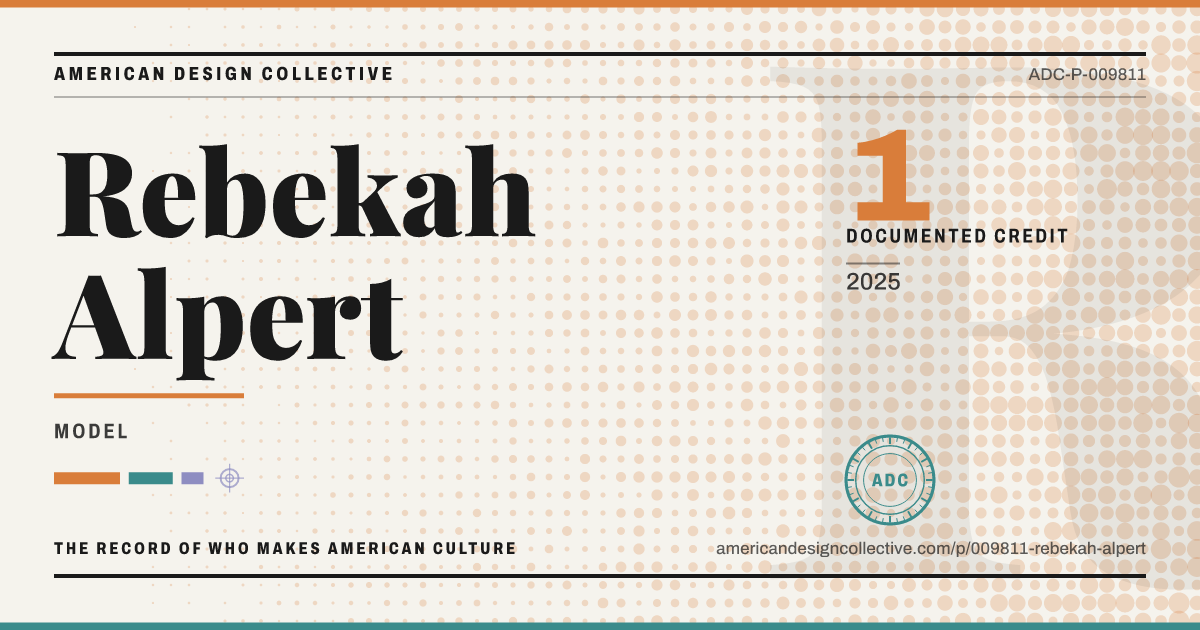 Registry card for Rebekah Alpert: the ADC seal, Rebekah Alpert, and how much is on record.