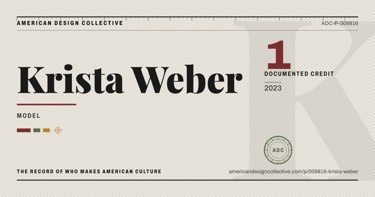 Registry card for Krista Weber: the ADC seal, Krista Weber, and how much is on record.