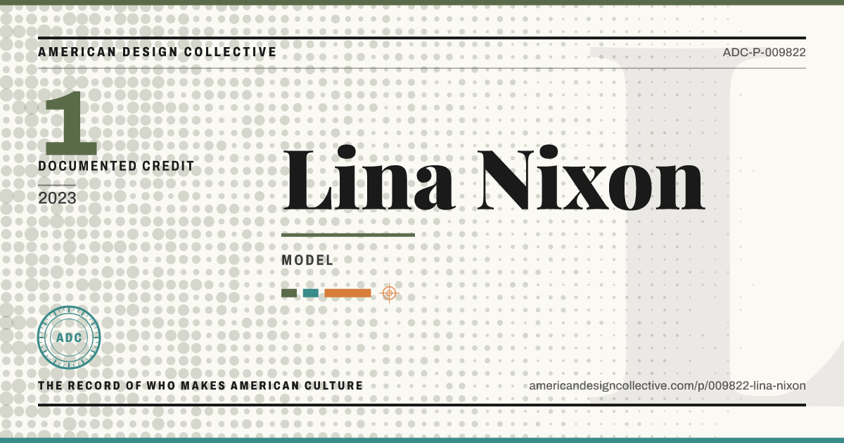Registry card for Lina Nixon: the ADC seal, Lina Nixon, and how much is on record.