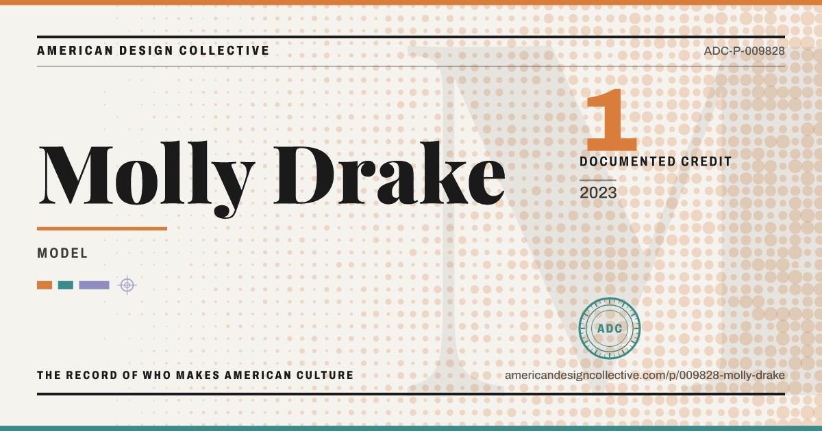Registry card for Molly Drake: the ADC seal, Molly Drake, and how much is on record.