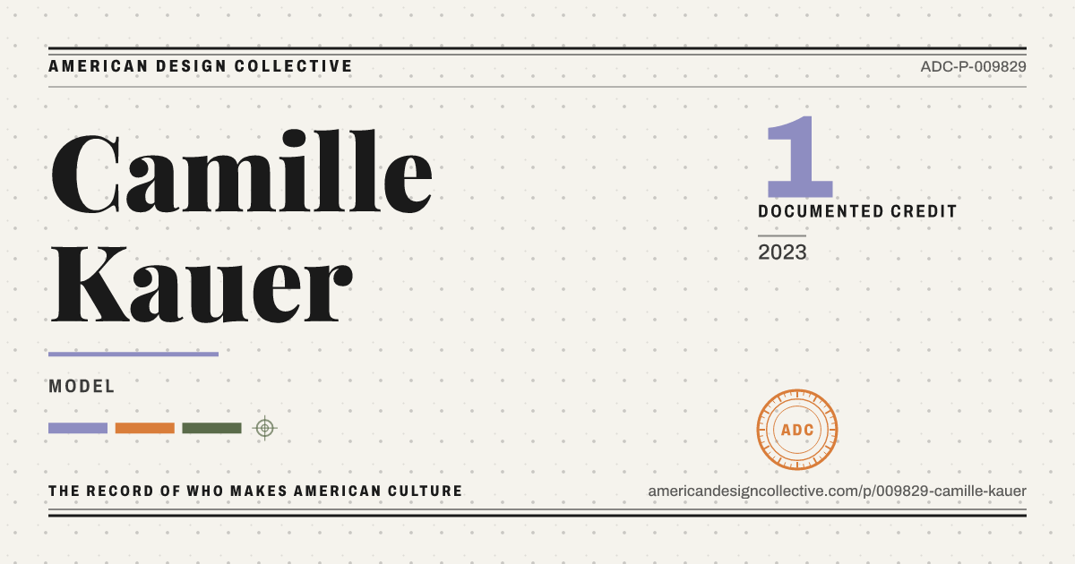 Registry card for Camille Kauer: the ADC seal, Camille Kauer, and how much is on record.