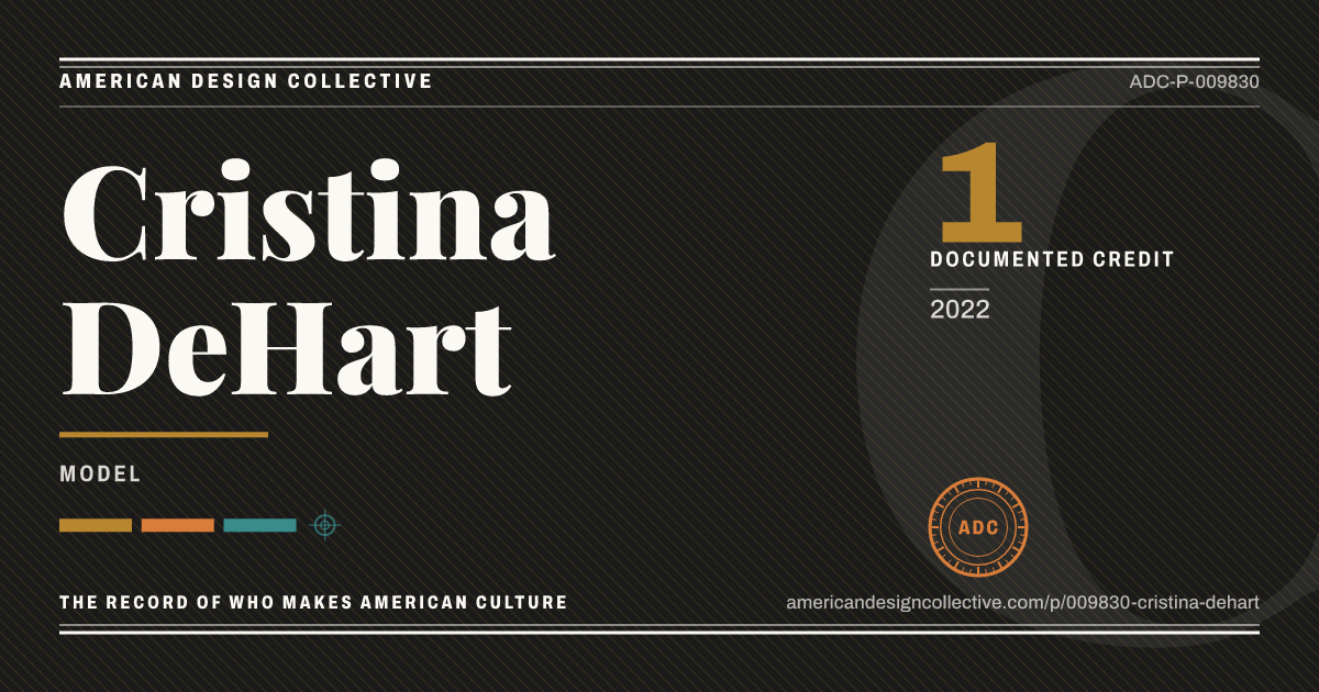 Registry card for Cristina DeHart: the ADC seal, Cristina DeHart, and how much is on record.