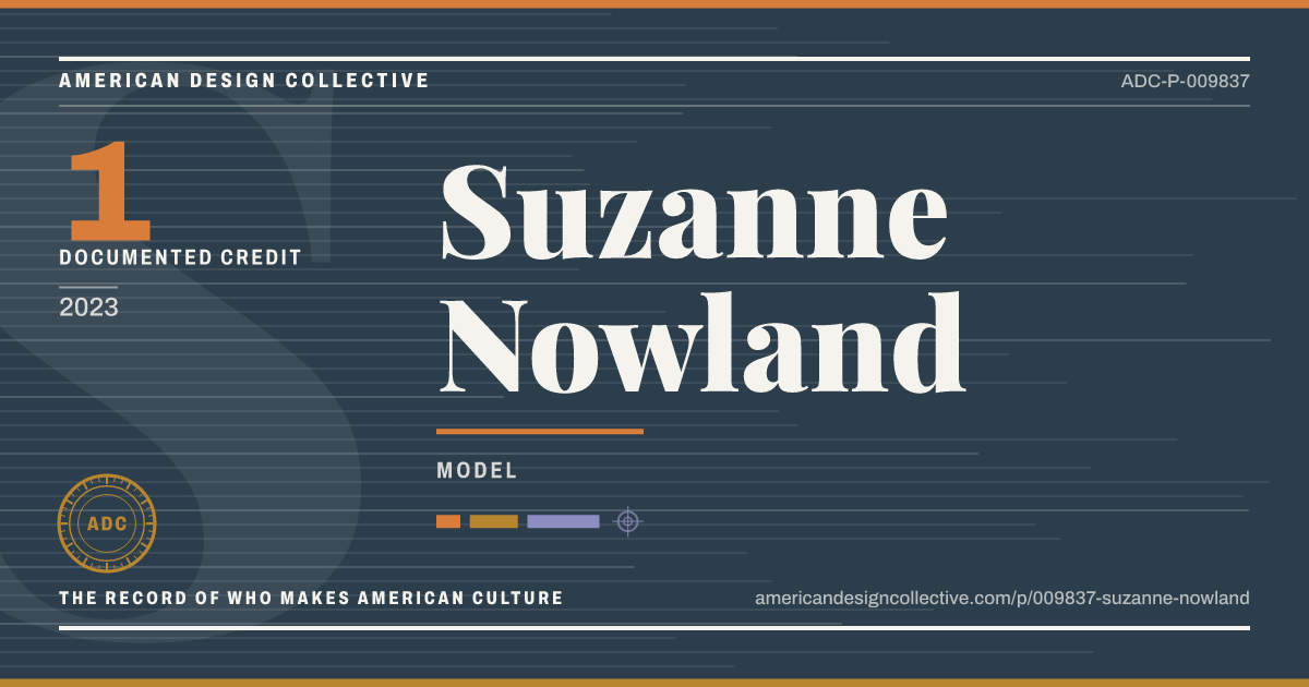 Registry card for Suzanne Nowland: the ADC seal, Suzanne Nowland, and how much is on record.