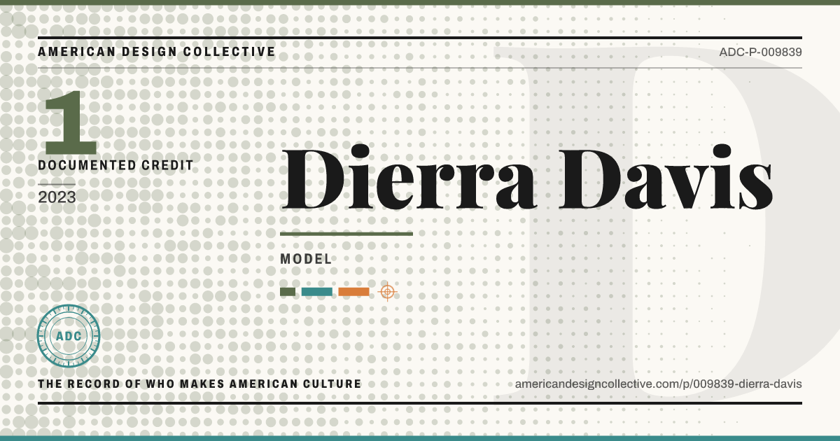 Registry card for Dierra Davis: the ADC seal, Dierra Davis, and how much is on record.