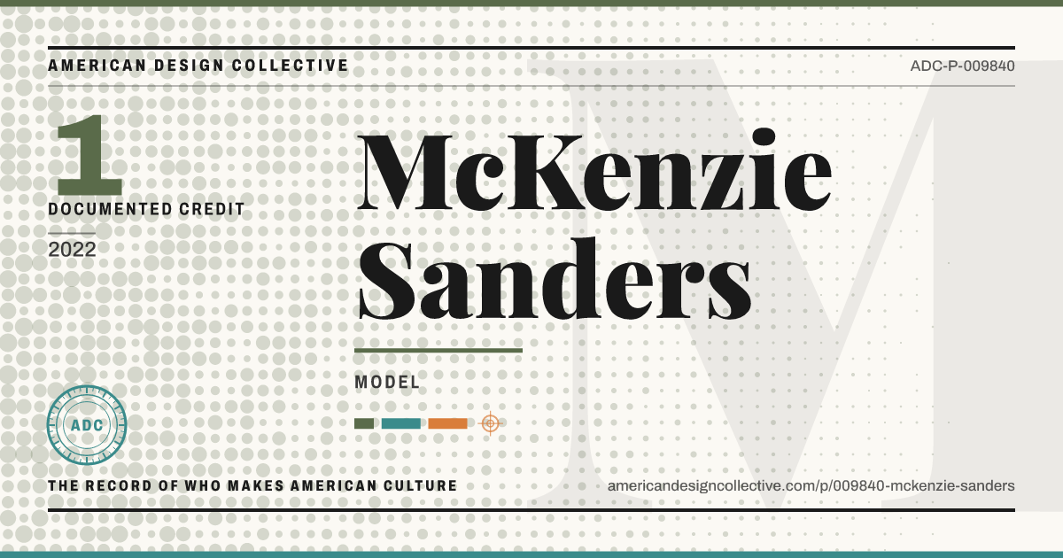 Registry card for McKenzie Sanders: the ADC seal, McKenzie Sanders, and how much is on record.