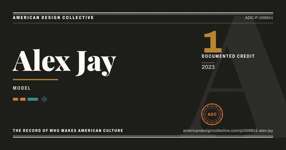 Registry card for Alex Jay: the ADC seal, Alex Jay, and how much is on record.