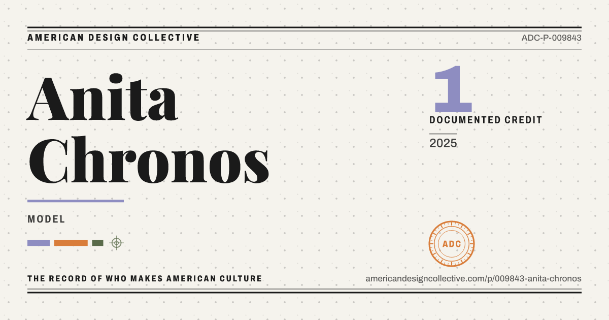 Registry card for Anita Chronos: the ADC seal, Anita Chronos, and how much is on record.