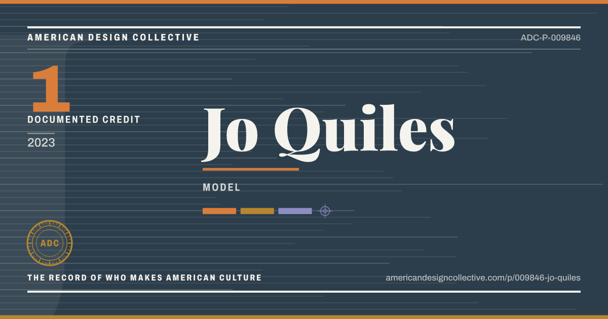 Registry card for Jo Quiles: the ADC seal, Jo Quiles, and how much is on record.