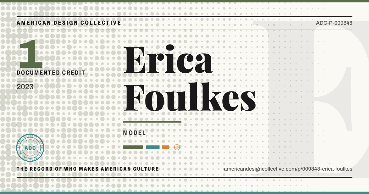 Registry card for Erica Foulkes: the ADC seal, Erica Foulkes, and how much is on record.