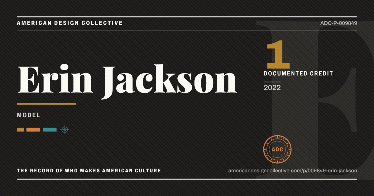 Registry card for Erin Jackson: the ADC seal, Erin Jackson, and how much is on record.