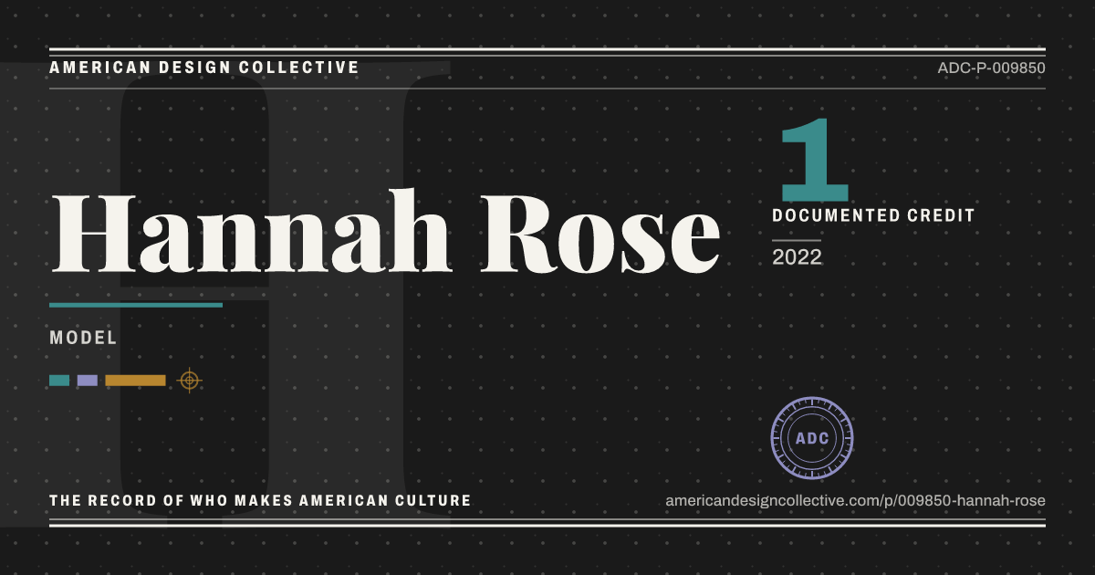Registry card for Hannah Rose: the ADC seal, Hannah Rose, and how much is on record.