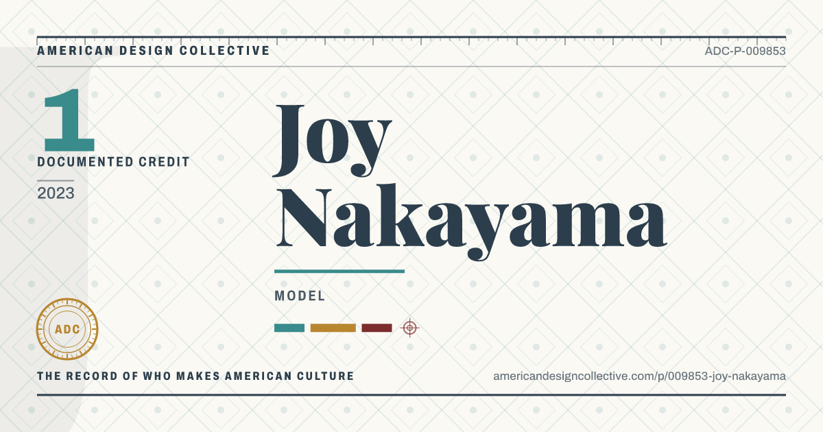 Registry card for Joy Nakayama: the ADC seal, Joy Nakayama, and how much is on record.