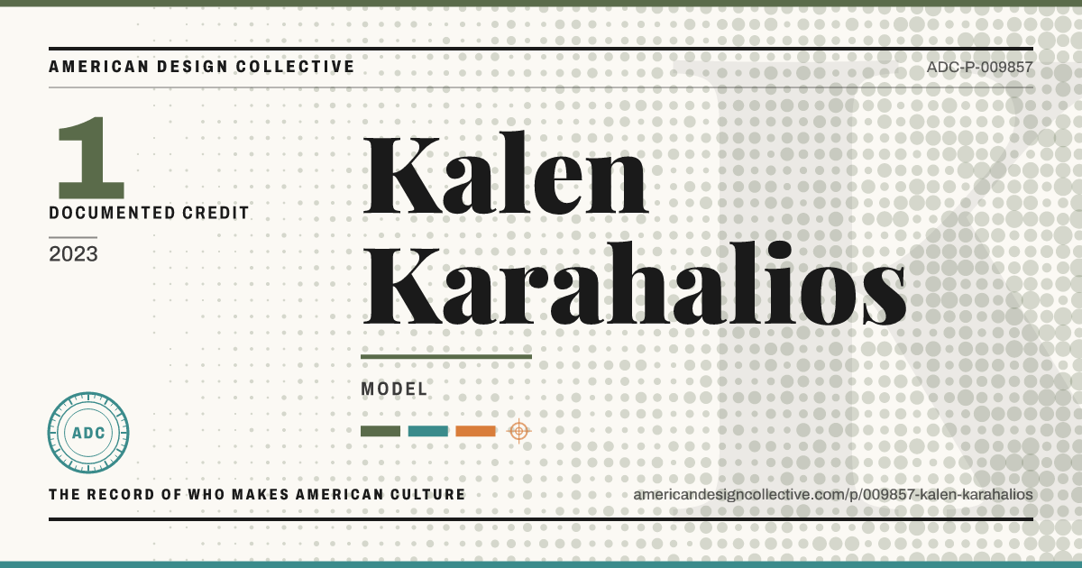 Registry card for Kalen Karahalios: the ADC seal, Kalen Karahalios, and how much is on record.
