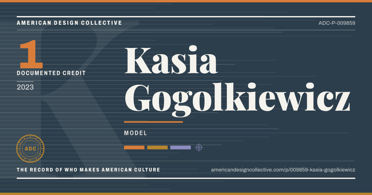 Registry card for Kasia Gogolkiewicz: the ADC seal, Kasia Gogolkiewicz, and how much is on record.