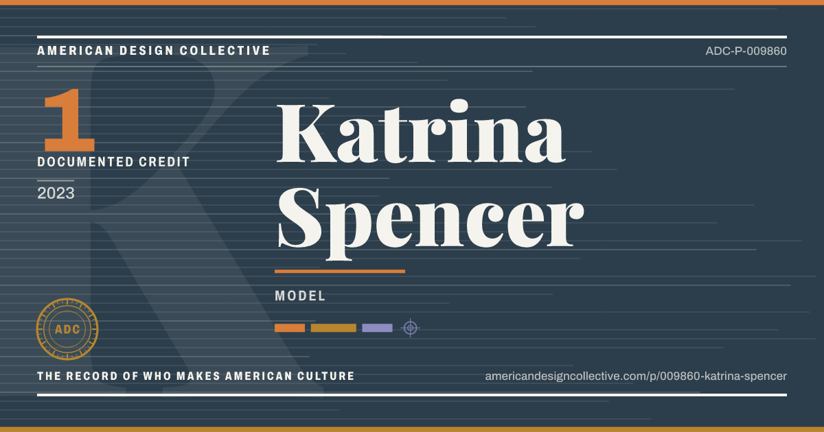 Registry card for Katrina Spencer: the ADC seal, Katrina Spencer, and how much is on record.