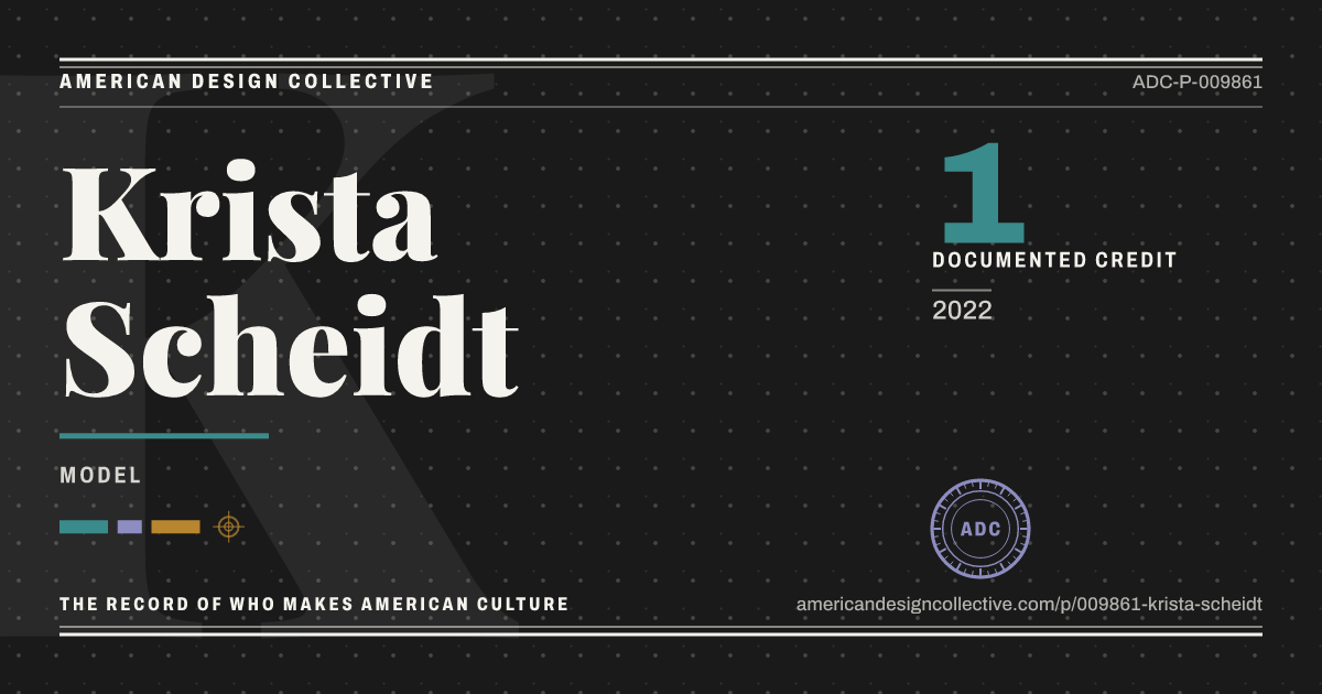 Registry card for Krista Scheidt: the ADC seal, Krista Scheidt, and how much is on record.