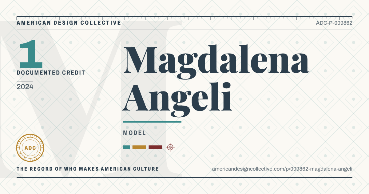Registry card for Magdalena Angeli: the ADC seal, Magdalena Angeli, and how much is on record.