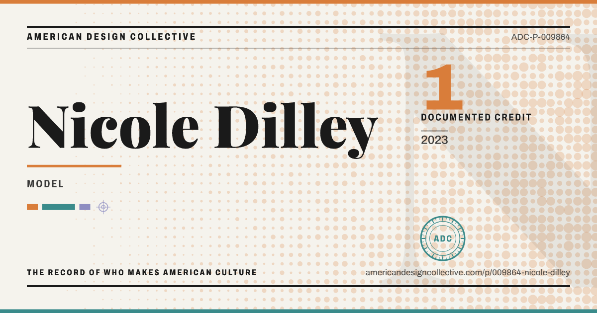 Registry card for Nicole Dilley: the ADC seal, Nicole Dilley, and how much is on record.