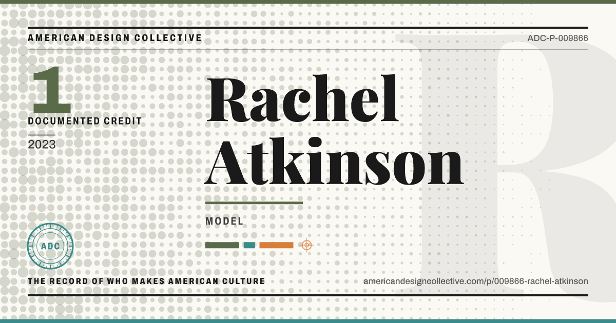 Registry card for Rachel Atkinson: the ADC seal, Rachel Atkinson, and how much is on record.