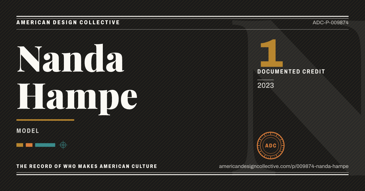 Registry card for Nanda Hampe: the ADC seal, Nanda Hampe, and how much is on record.