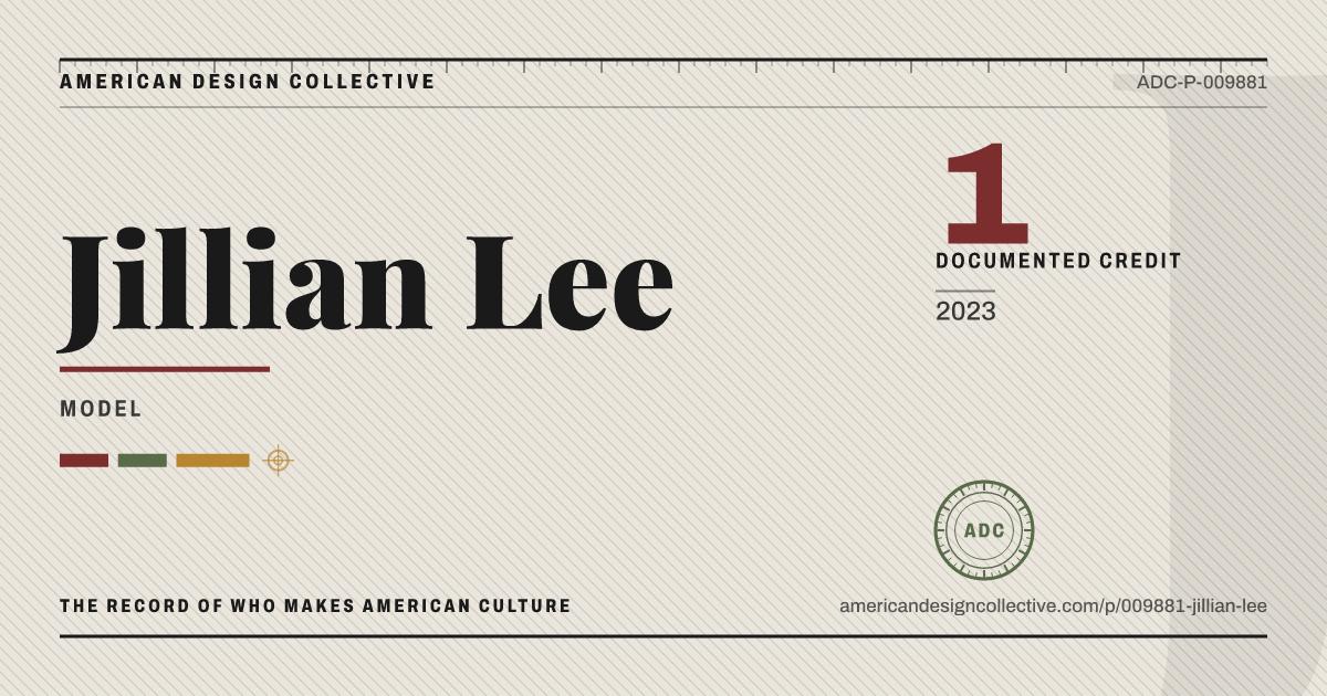 Registry card for Jillian Lee: the ADC seal, Jillian Lee, and how much is on record.