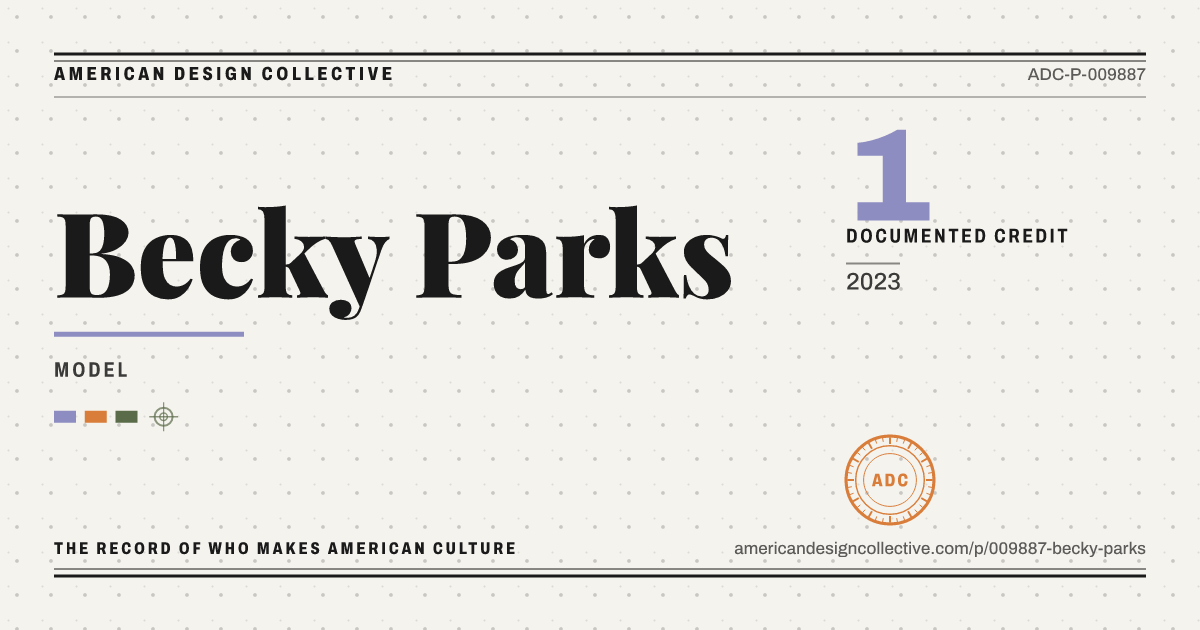 Registry card for Becky Parks: the ADC seal, Becky Parks, and how much is on record.